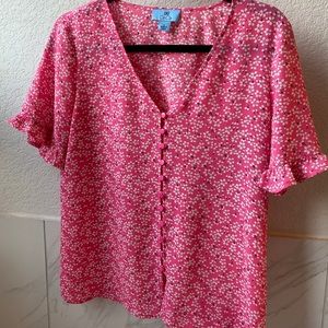 Cece (from Nordstrom) Pink Floral Ruffle Sleeve